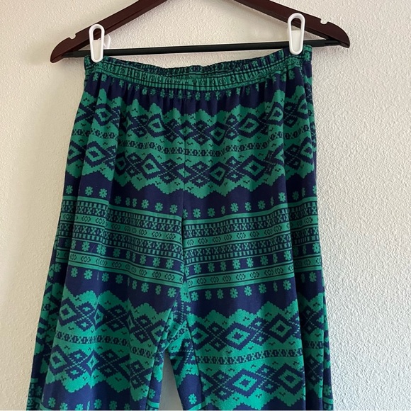 SO Intimates Navy Blue and Green Cozy Fleece Like Pajama Set Joggers Size Med - Picture 6 of 10